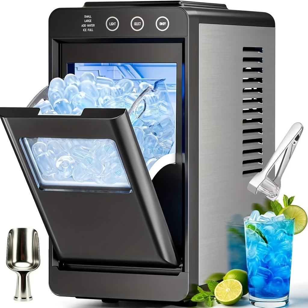 Countertop Ice Maker Machine, 6‑13 Mins Fast Ice Making 28Lbs/24H, Self‑Cleaning Portable Ice Machine, 2 Sizes Bullet Ice with Ice Scoop & Basket for Home Kitchen Bar Party