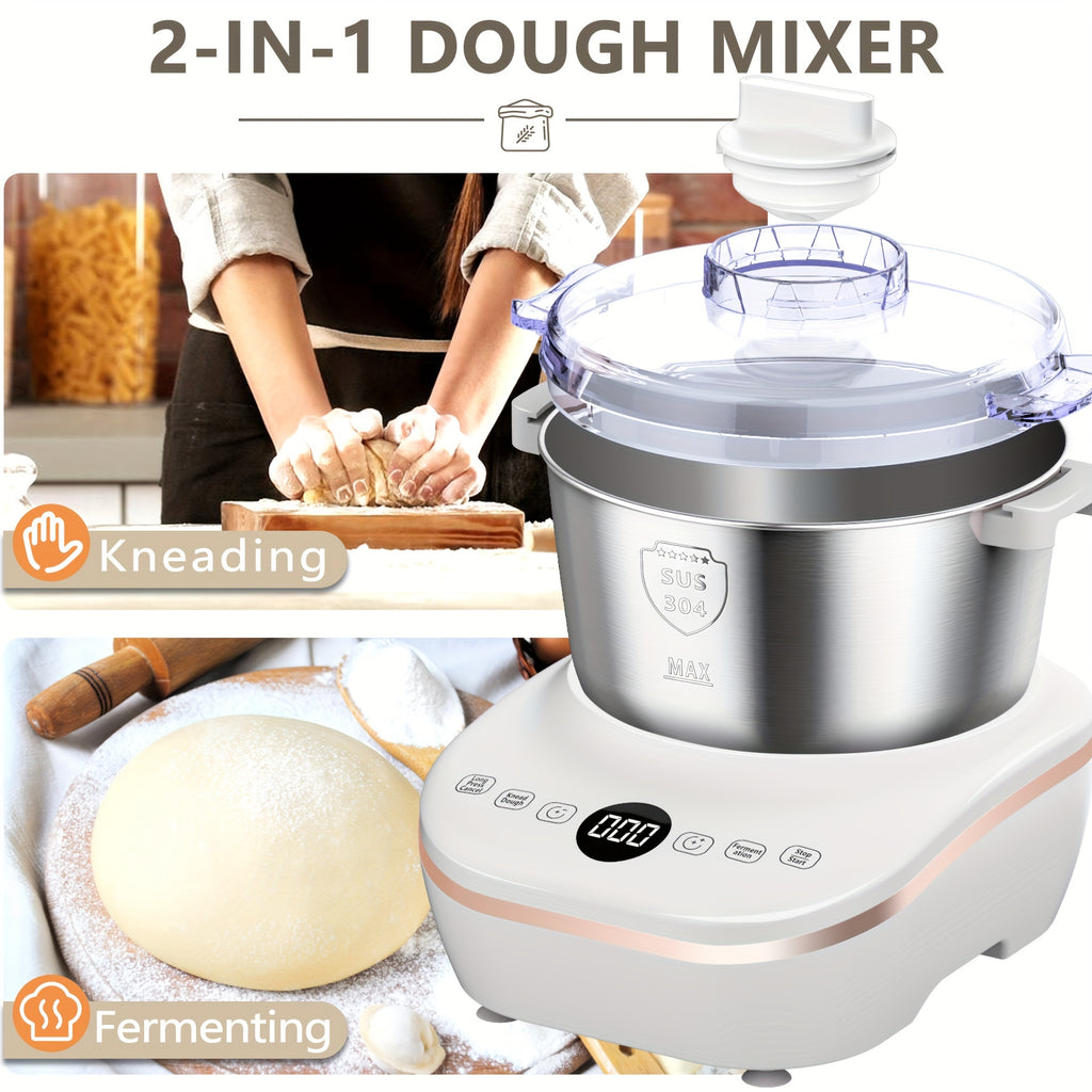 Electric Dough Maker Machine with Dough Proof Function, 5QT/7QT 304 Stainless Steel Bowl Hands‑Free Automatic Dough Kneader, Multi‑Mode Dough Mixer for Bread, Dumplings, Pizza