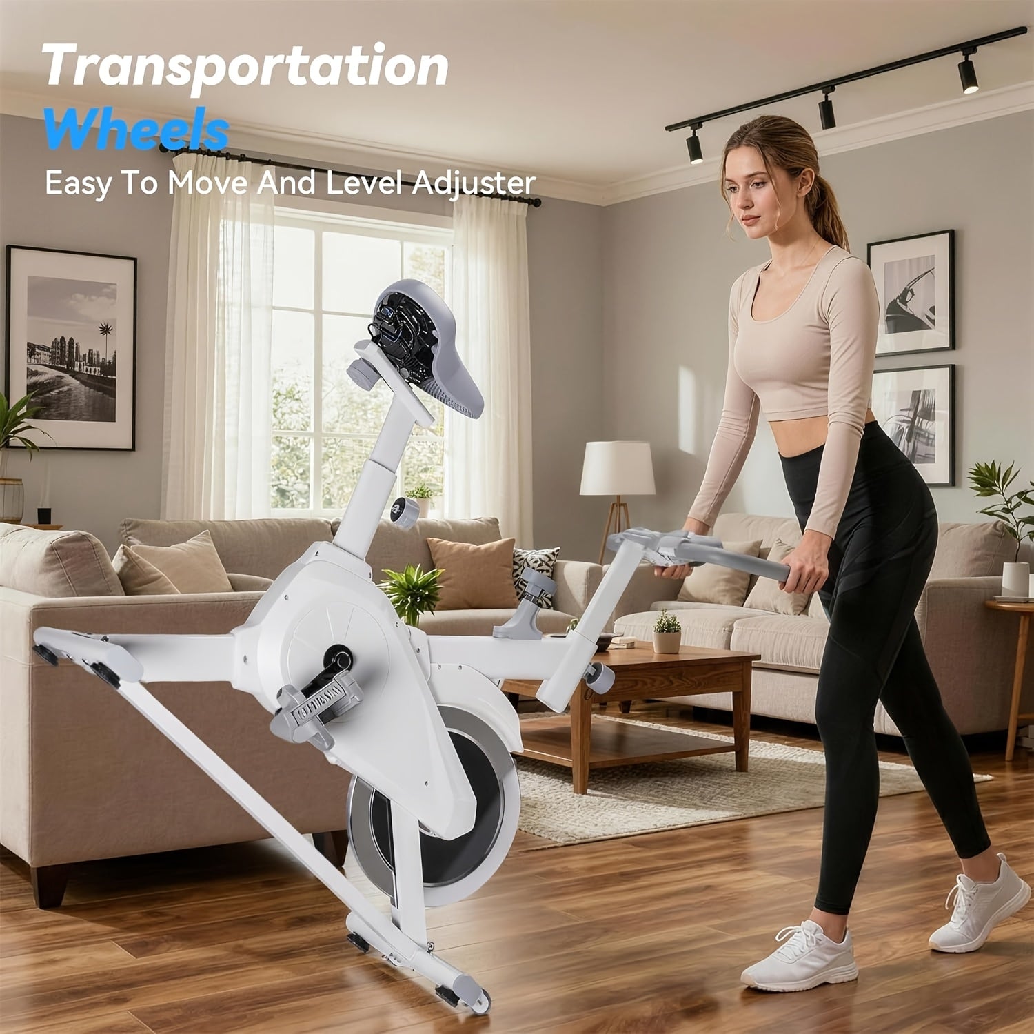 Quiet Belt‑Drive Indoor Stationary Exercise Bike, 280LBS Weight Capacity Adjustable Home Spinning Bike for Home Cardio Workout