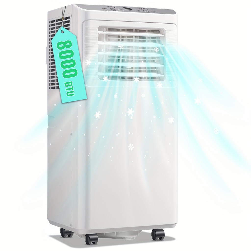 8000BTU Portable Air Conditioner, 3‑in‑1 Cool Fan Dehumidifier with Remote & 24H Timer