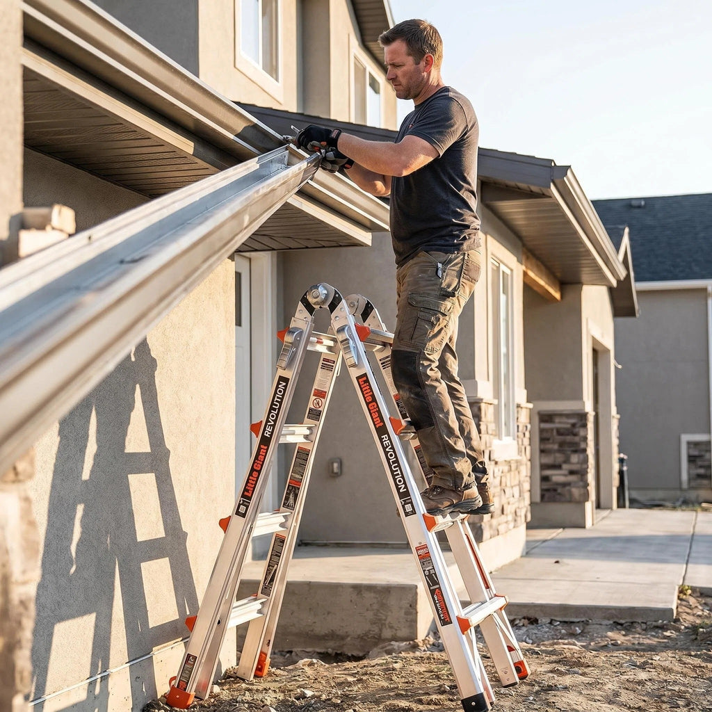 5FT Multi‑Position Folding Aluminum Ladder, Aircraft Grade Heavy Duty Portable Step Ladder with Dual‑Pin Safety Hinge, Non‑Slip Oversized Rubber Feet, Compact Fold Multi‑Angle Ladder for Home DIY, Construction & Outdoor Maintenance