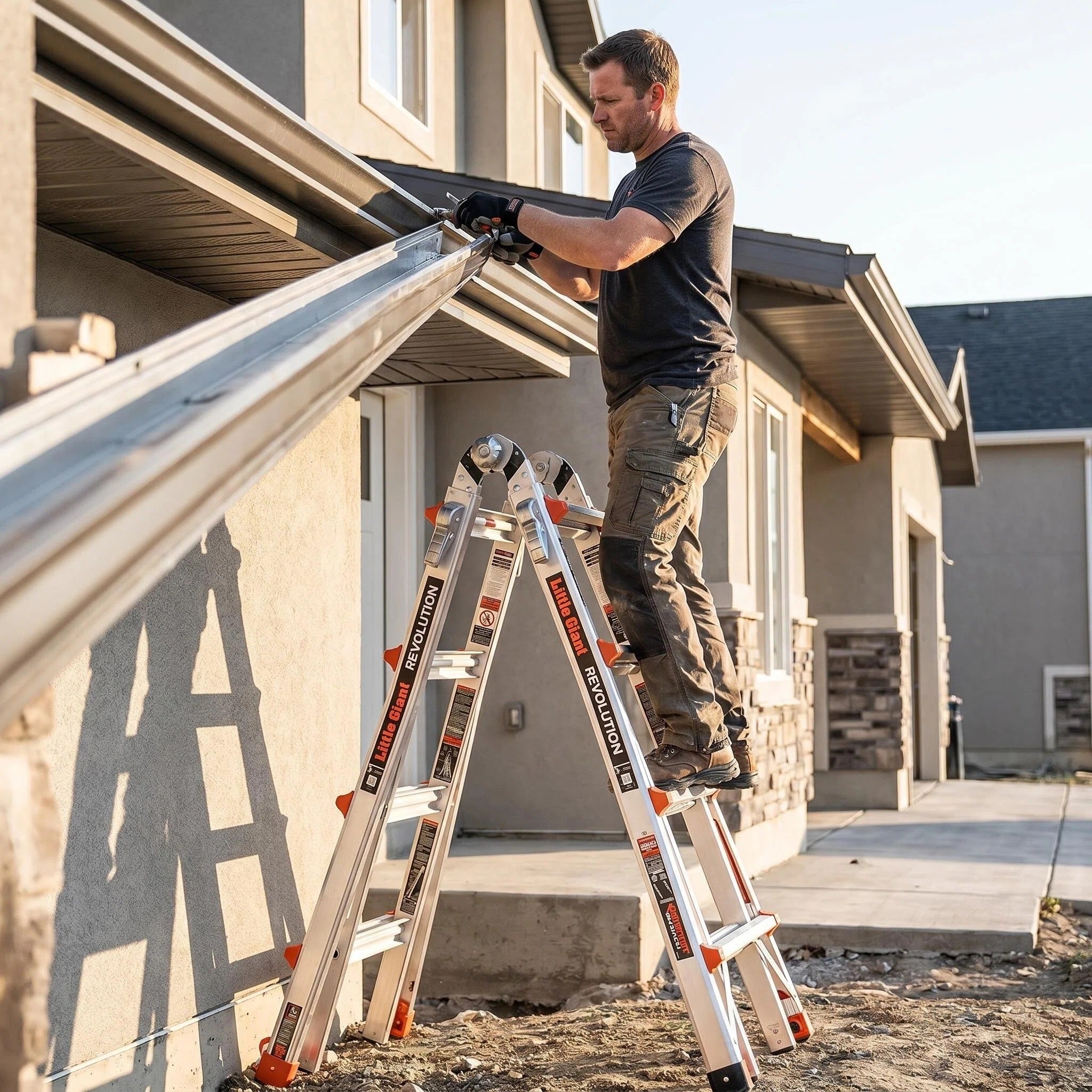 5FT Multi‑Position Folding Aluminum Ladder, Aircraft Grade Heavy Duty Portable Step Ladder with Dual‑Pin Safety Hinge, Non‑Slip Oversized Rubber Feet, Compact Fold Multi‑Angle Ladder for Home DIY, Construction & Outdoor Maintenance