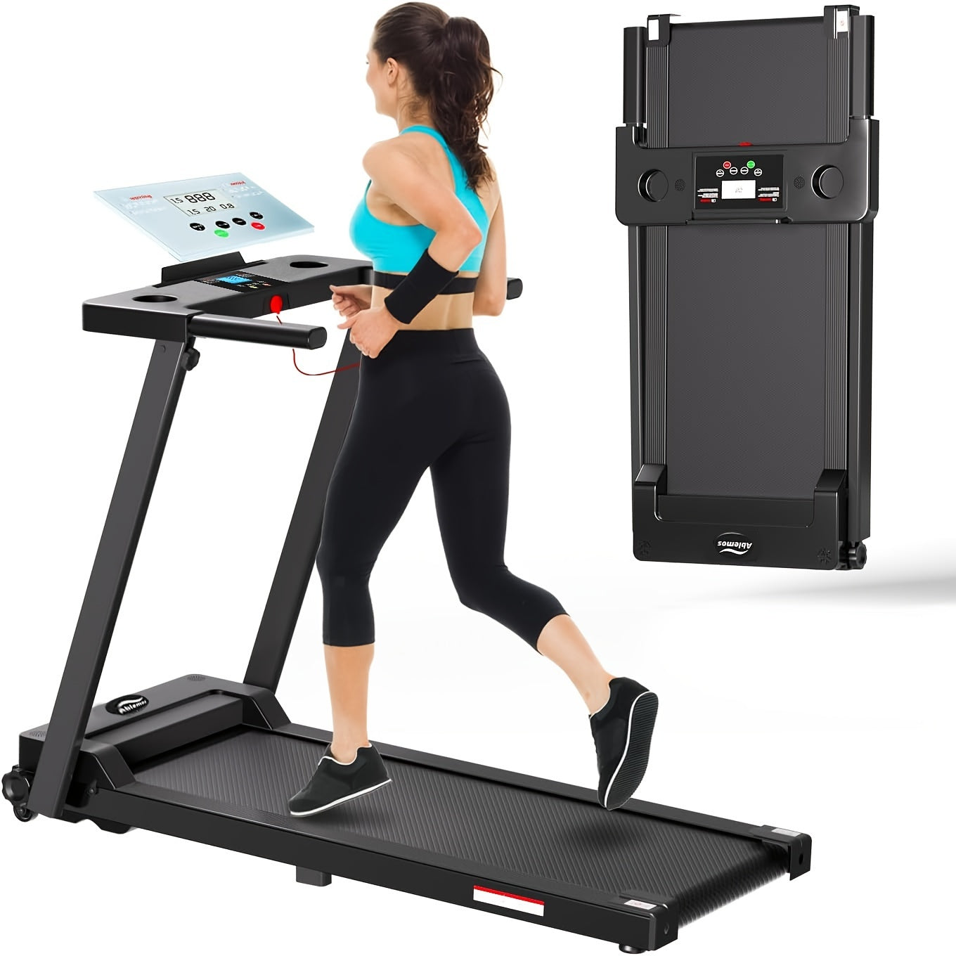 Foldable Electric Treadmill｜3.0HP Quiet Motor 300LBS Weight Capacity, Compact Folding Running Machine for Home Apartment & Office Workout