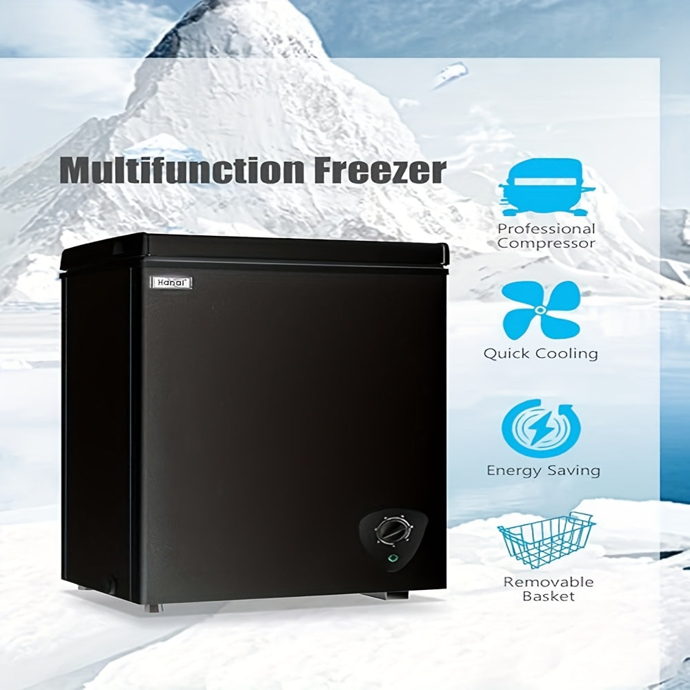 Chest Freezer, 6.5 Cu.Ft Compact Deep Freezer with Removable Basket, 7‑Level Thermostat Quiet Freezer for Home Garage