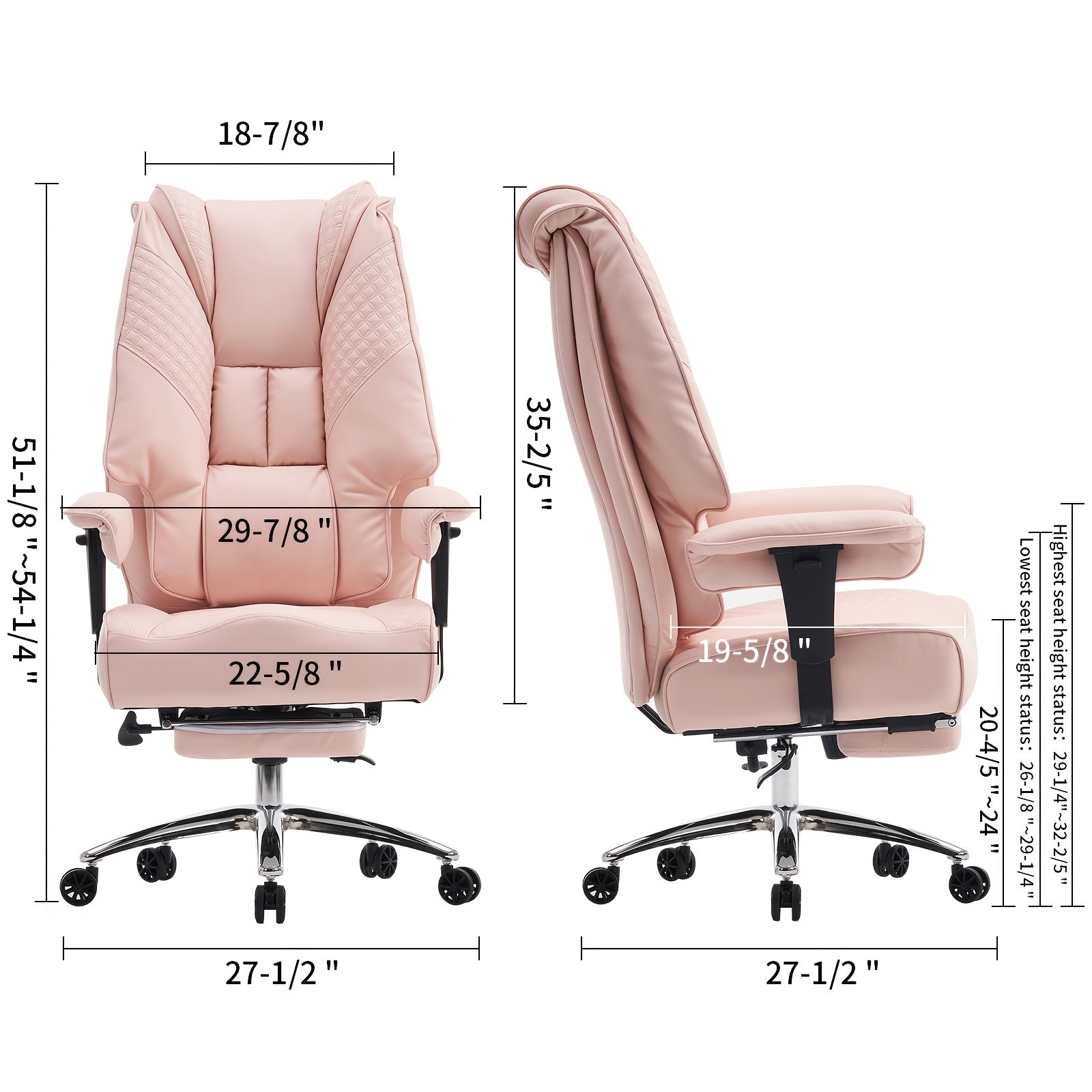 High Back PU Leather Executive Office Chair, 90‑145° Reclining Desk Chair with Retractable Footrest & Spring Cushion, Adjustable Armrest Computer Chair for Home Office