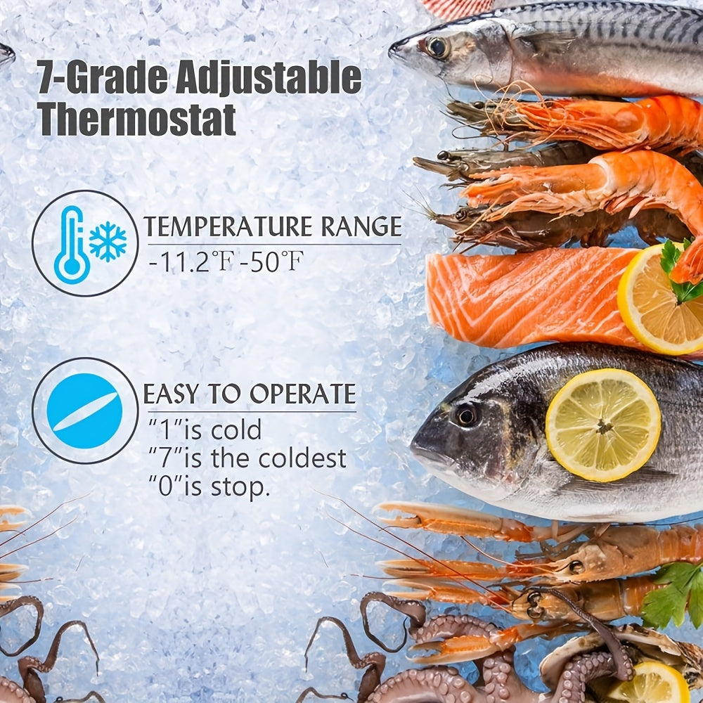 Chest Freezer, 6.5 Cu.Ft Compact Deep Freezer with Removable Basket, 7‑Level Thermostat Quiet Freezer for Home Garage
