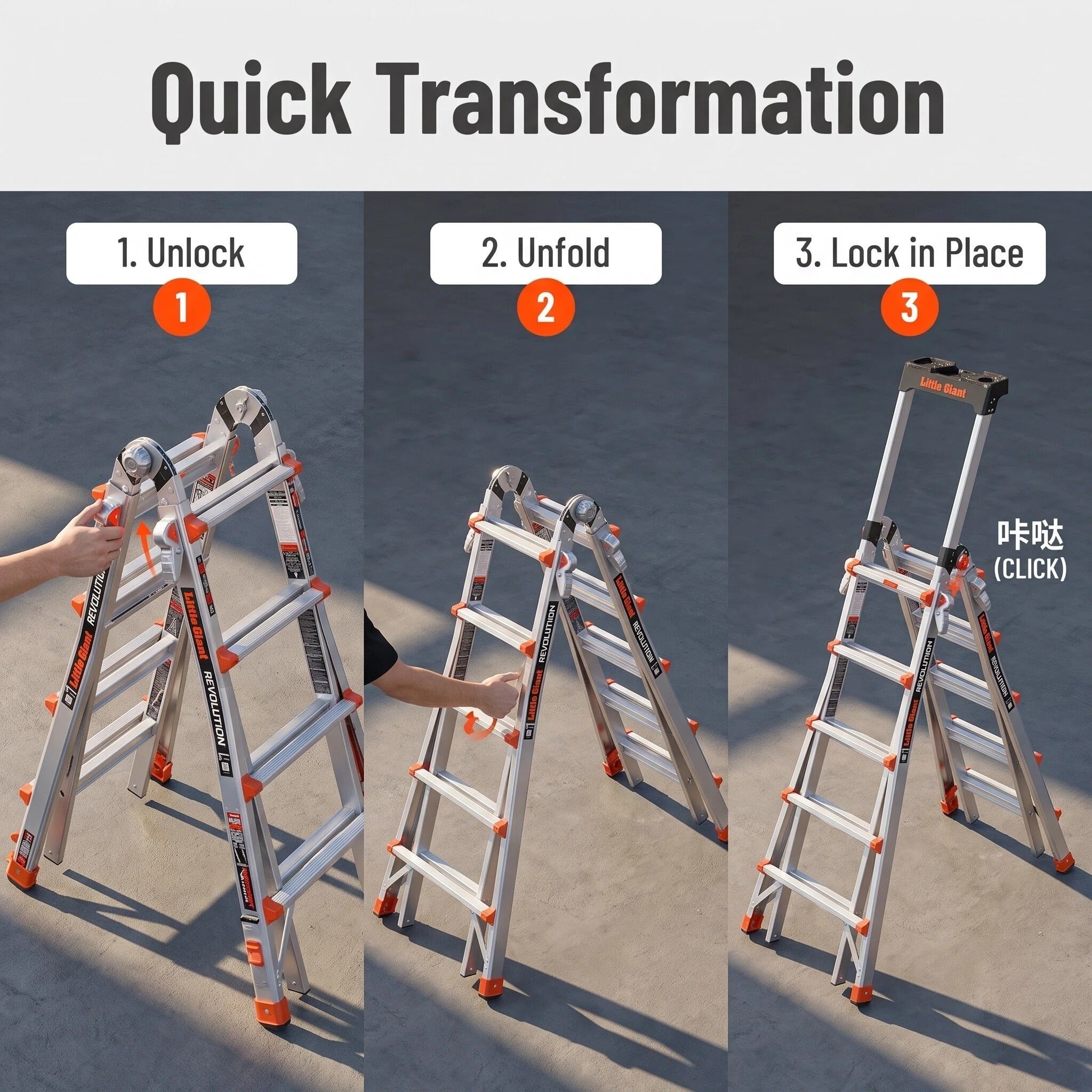 5FT Multi‑Position Folding Aluminum Ladder, Aircraft Grade Heavy Duty Portable Step Ladder with Dual‑Pin Safety Hinge, Non‑Slip Oversized Rubber Feet, Compact Fold Multi‑Angle Ladder for Home DIY, Construction & Outdoor Maintenance
