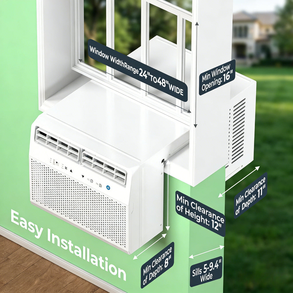 10000 BTU 3‑in‑1 Window Air Conditioner, Remote Control Easy Install Compact AC for Bedroom Apartment