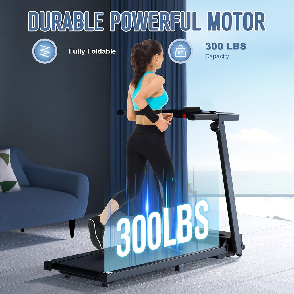 Foldable Electric Treadmill｜3.0HP Quiet Motor 300LBS Weight Capacity, Compact Folding Running Machine for Home Apartment & Office Workout