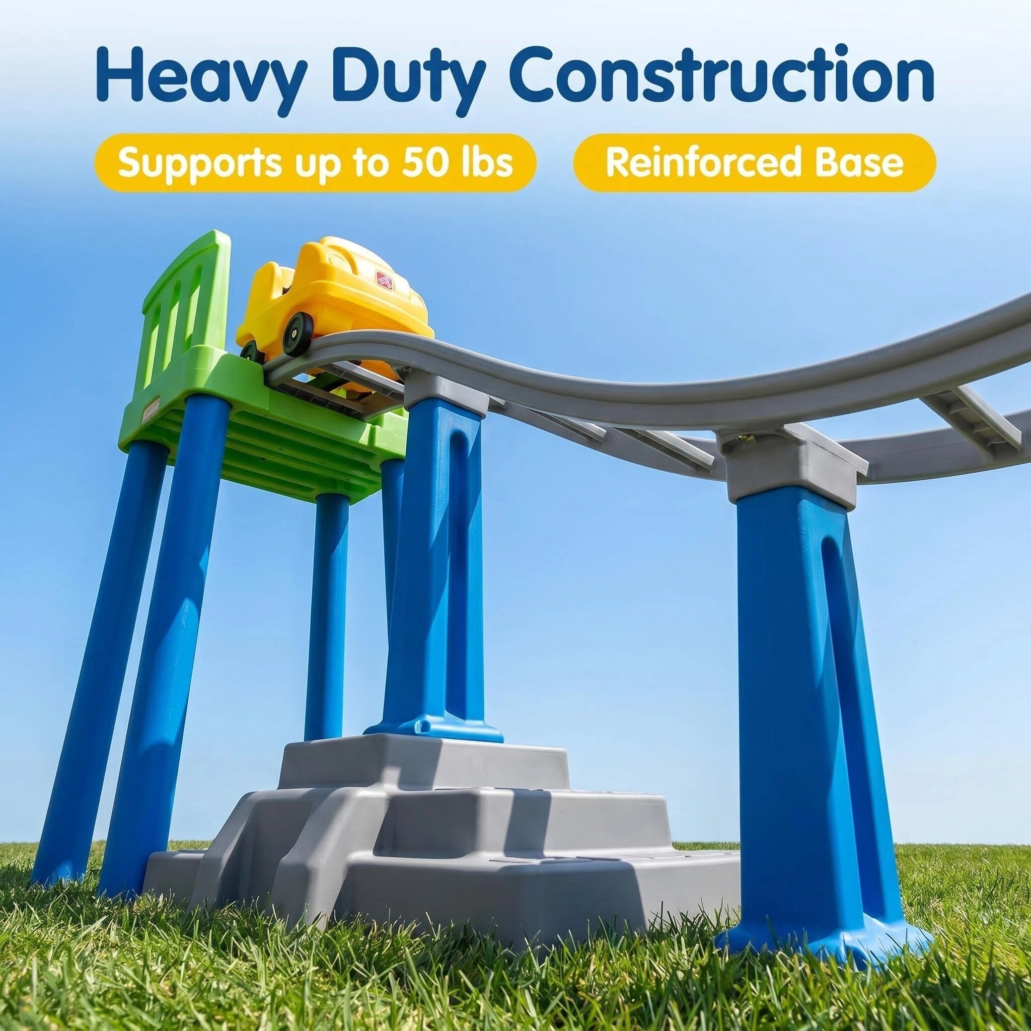 Kids Ride‑On Race Car Track Playset, 10 Ft Long Slide Track with 24” Ride‑On Car, Indoor Outdoor Toddler Roller Coaster Toy, Tool‑Free Assembly for Backyard Play