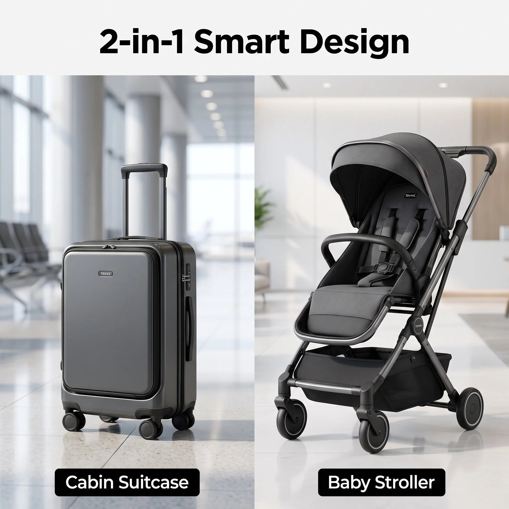 2‑in‑1 Baby Stroller Carry‑On Luggage, TSA Approved Foldable Travel Stroller, Fits Airplane Overhead Bins