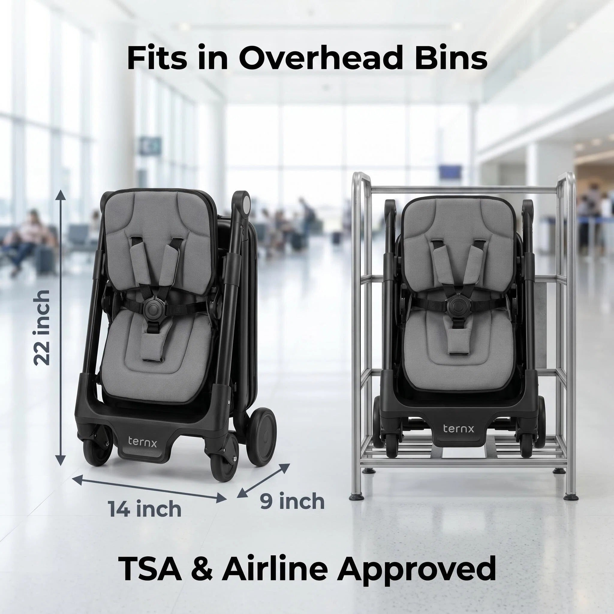2‑in‑1 Baby Stroller Carry‑On Luggage, TSA Approved Foldable Travel Stroller, Fits Airplane Overhead Bins