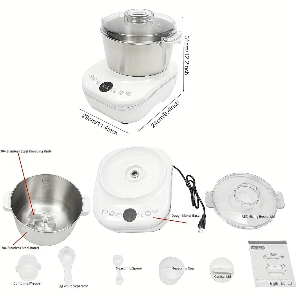 Electric Dough Maker Machine with Dough Proof Function, 5QT/7QT 304 Stainless Steel Bowl Hands‑Free Automatic Dough Kneader, Multi‑Mode Dough Mixer for Bread, Dumplings, Pizza
