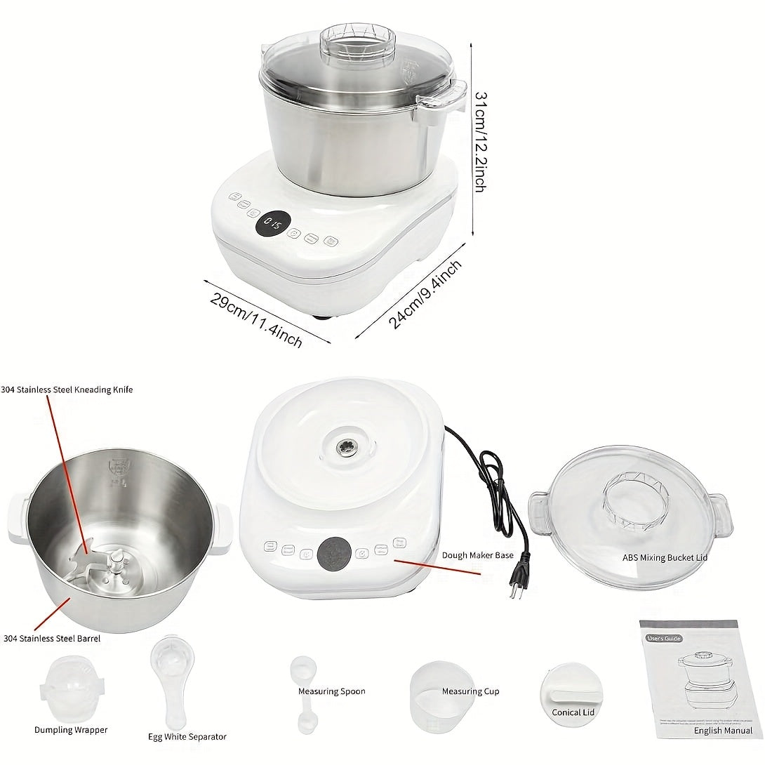 Electric Dough Maker Machine with Dough Proof Function, 5QT/7QT 304 Stainless Steel Bowl Hands‑Free Automatic Dough Kneader, Multi‑Mode Dough Mixer for Bread, Dumplings, Pizza