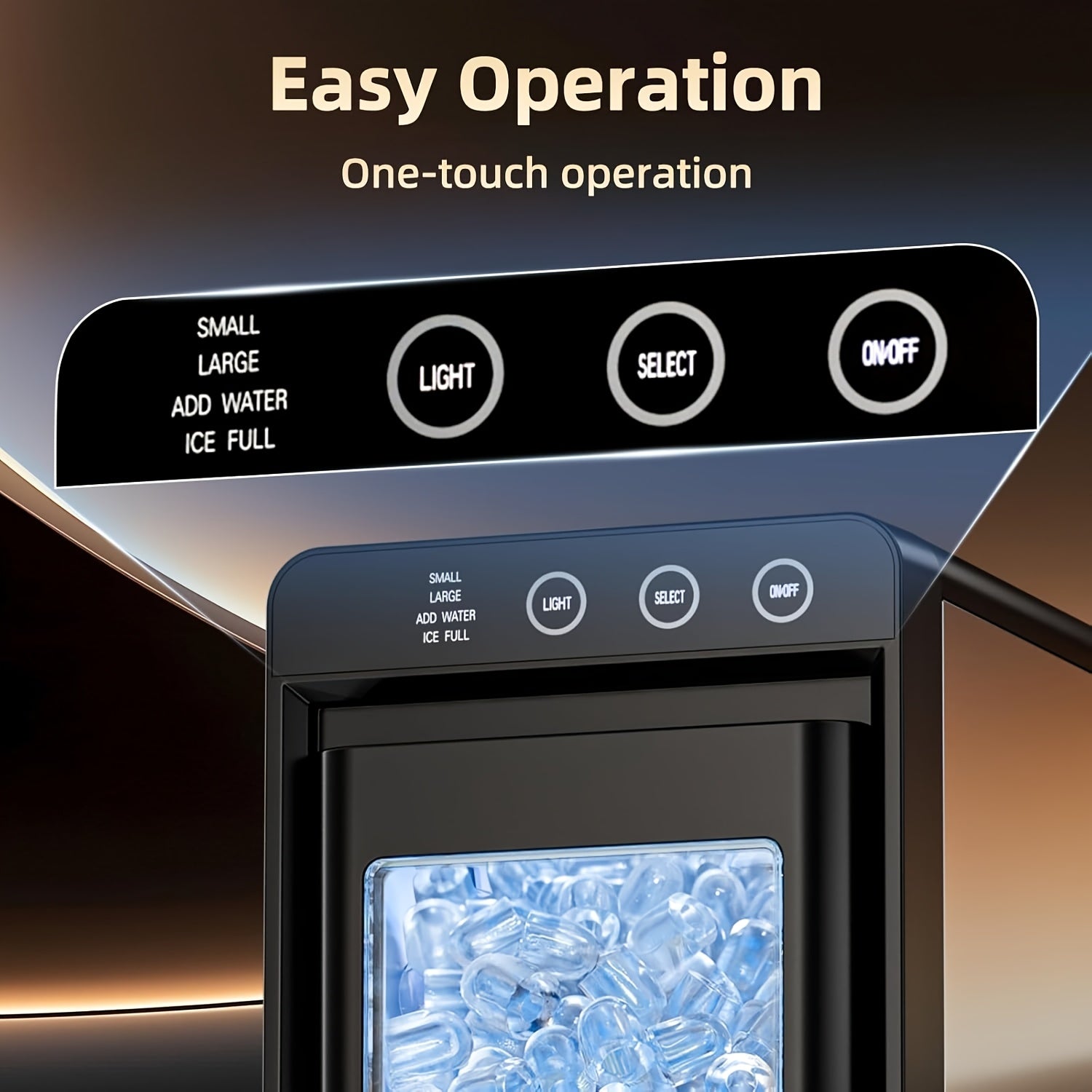 Countertop Ice Maker Machine, 6‑13 Mins Fast Ice Making 28Lbs/24H, Self‑Cleaning Portable Ice Machine, 2 Sizes Bullet Ice with Ice Scoop & Basket for Home Kitchen Bar Party