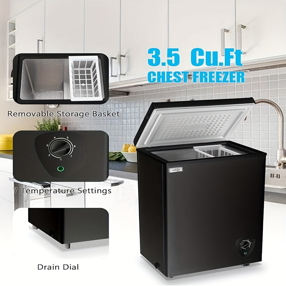 Chest Freezer, 6.5 Cu.Ft Compact Deep Freezer with Removable Basket, 7‑Level Thermostat Quiet Freezer for Home Garage