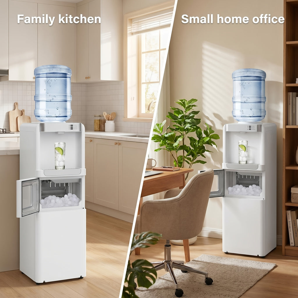 3‑in‑1 Top‑Loading Water Dispenser with Built‑in Ice Maker, Hot Cold Room Temp Water, Child Lock & Removable Drip Tray for Home Kitchen Office