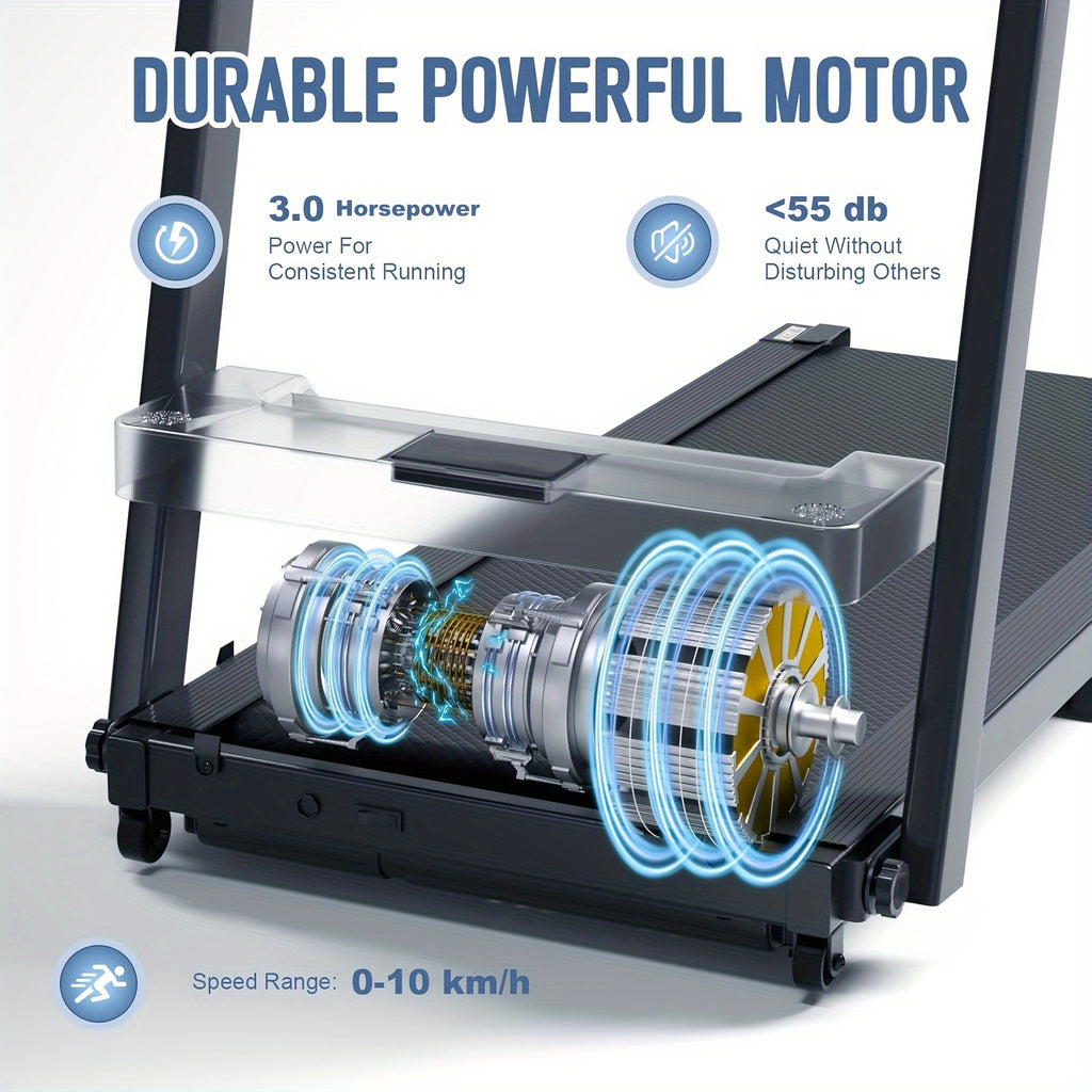 Foldable Electric Treadmill｜3.0HP Quiet Motor 300LBS Weight Capacity, Compact Folding Running Machine for Home Apartment & Office Workout