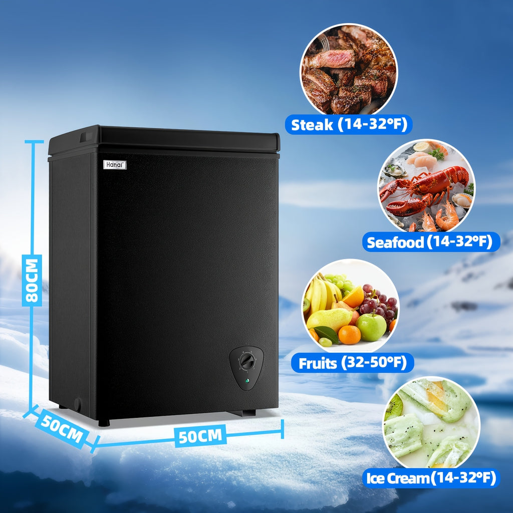 Chest Freezer, 6.5 Cu.Ft Compact Deep Freezer with Removable Basket, 7‑Level Thermostat Quiet Freezer for Home Garage