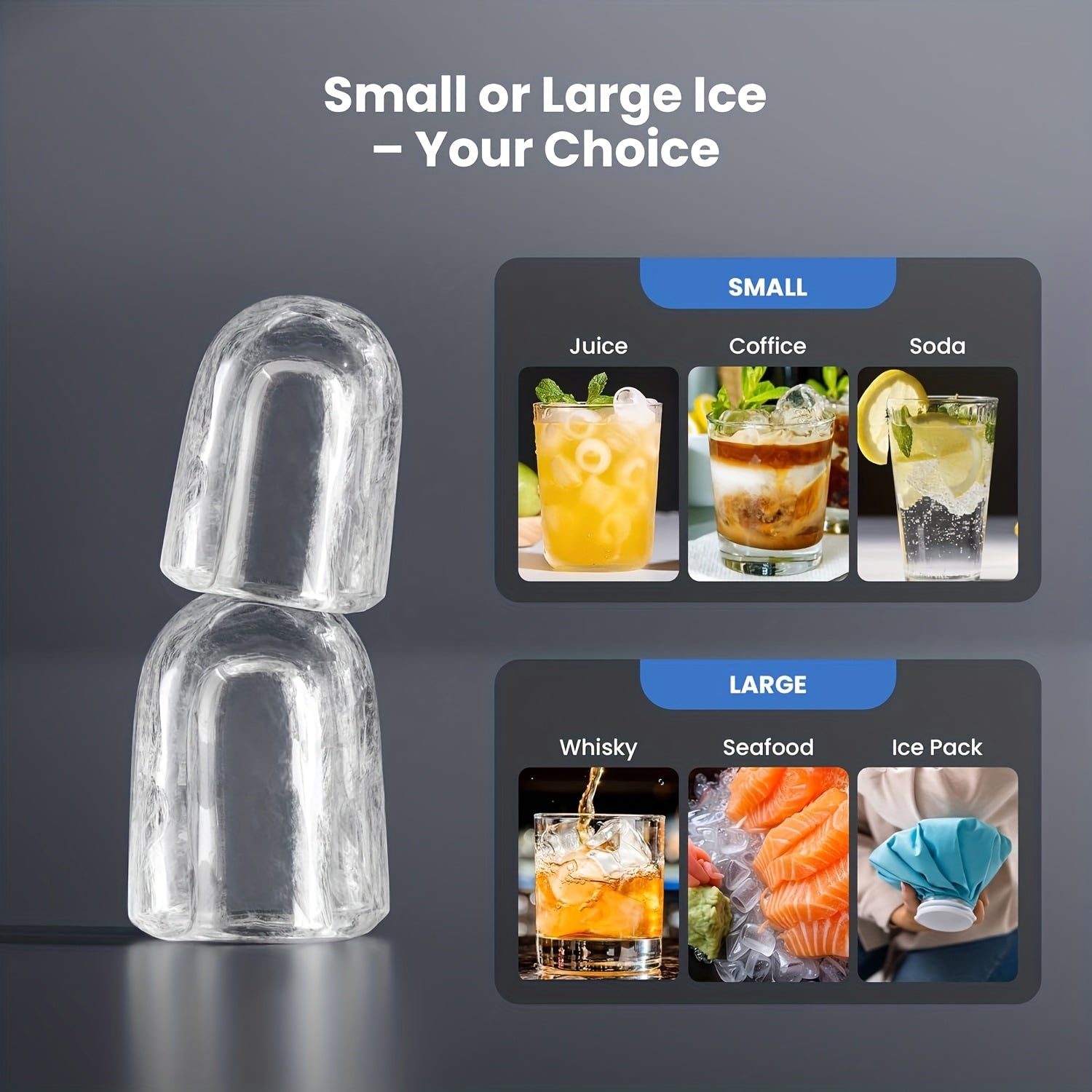 Countertop Ice Maker Machine, 6‑13 Mins Fast Ice Making 28Lbs/24H, Self‑Cleaning Portable Ice Machine, 2 Sizes Bullet Ice with Ice Scoop & Basket for Home Kitchen Bar Party