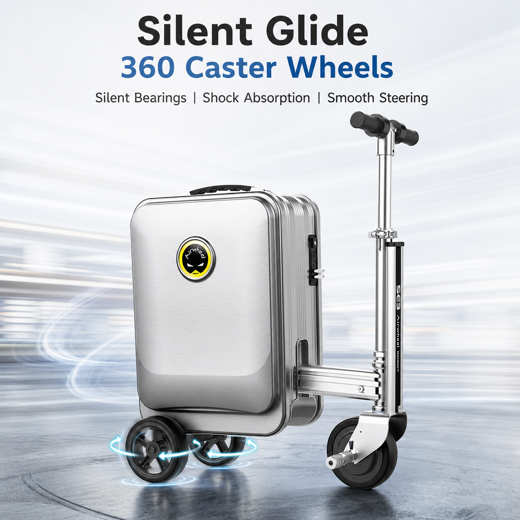 Rideable Scooter Luggage｜Foldable Aluminum Carry‑On Suitcase, TSA Lock Silent Wheels, Multi‑Purpose Riding Suitcase for Airport, Commute & Campus