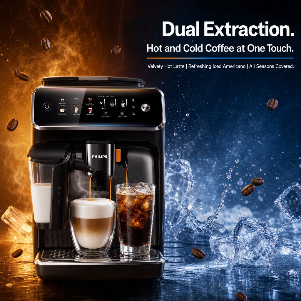 Fully Automatic Espresso Machine, 18 Coffee Recipes One‑Touch Coffee Maker with Smart Milk System, SilentBrew Quiet Grinding for Hot & Iced Coffee for Home & Office