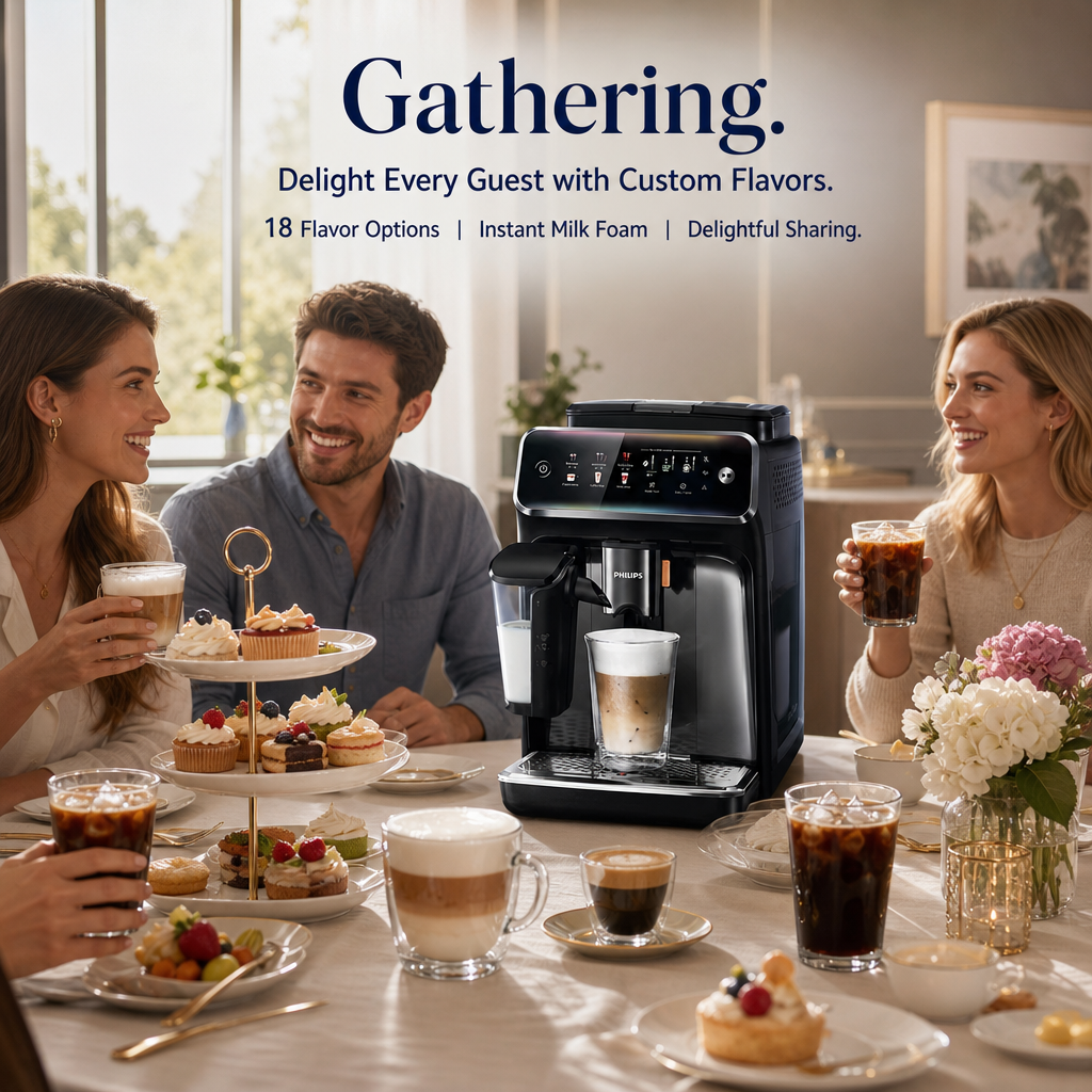 Fully Automatic Espresso Machine, 18 Coffee Recipes One‑Touch Coffee Maker with Smart Milk System, SilentBrew Quiet Grinding for Hot & Iced Coffee for Home & Office