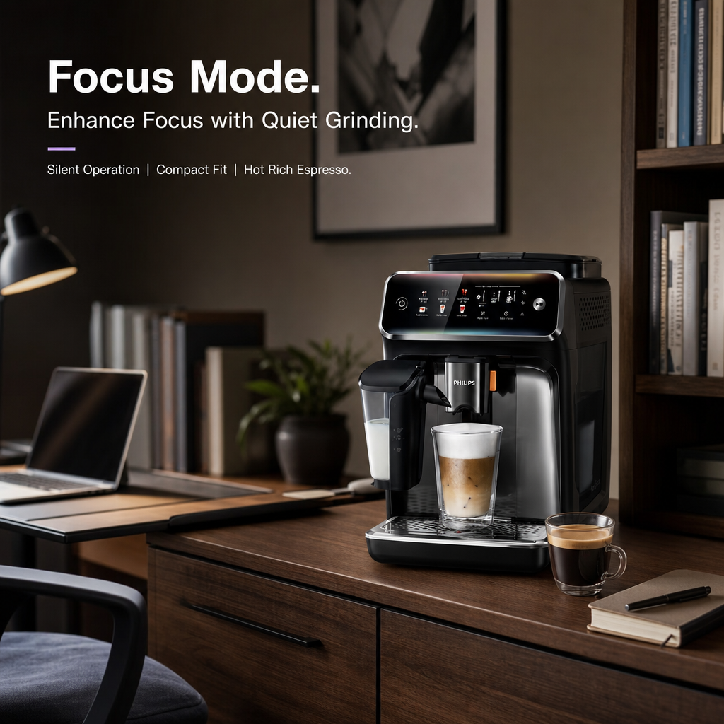 Fully Automatic Espresso Machine, 18 Coffee Recipes One‑Touch Coffee Maker with Smart Milk System, SilentBrew Quiet Grinding for Hot & Iced Coffee for Home & Office