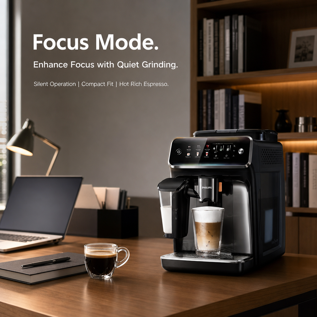 Fully Automatic Espresso Machine, 18 Coffee Recipes One‑Touch Coffee Maker with Smart Milk System, SilentBrew Quiet Grinding for Hot & Iced Coffee for Home & Office