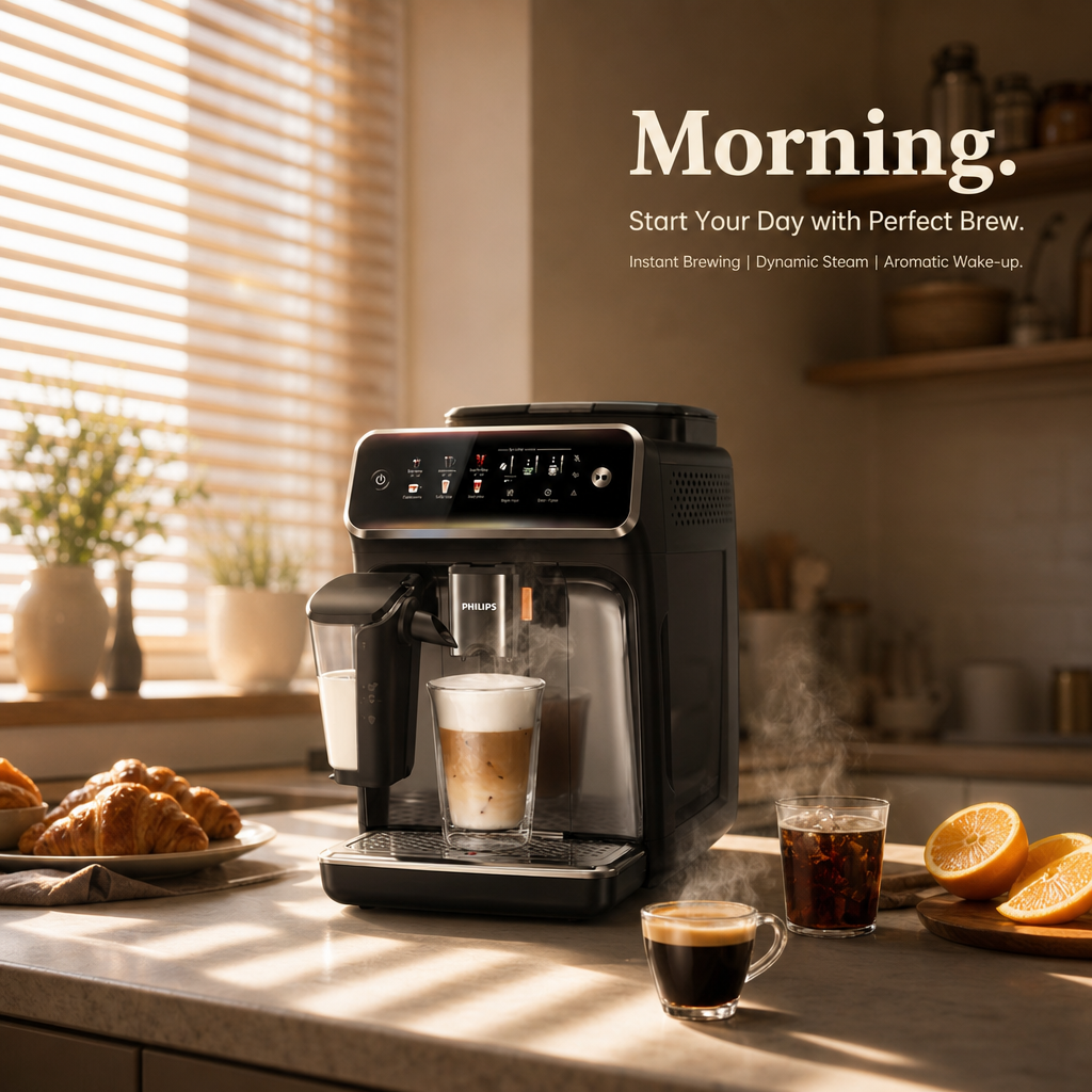 Fully Automatic Espresso Machine, 18 Coffee Recipes One‑Touch Coffee Maker with Smart Milk System, SilentBrew Quiet Grinding for Hot & Iced Coffee for Home & Office