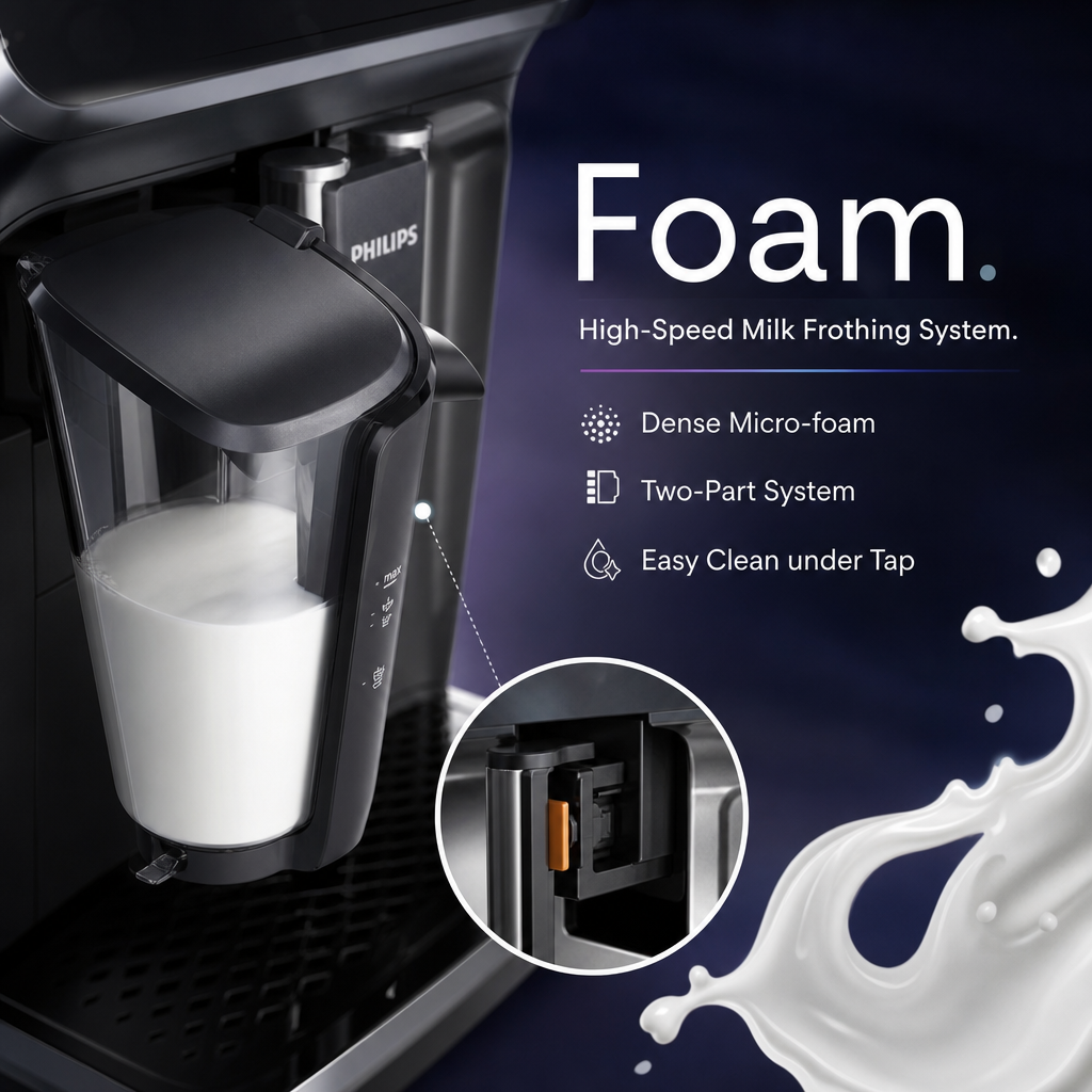 Fully Automatic Espresso Machine, 18 Coffee Recipes One‑Touch Coffee Maker with Smart Milk System, SilentBrew Quiet Grinding for Hot & Iced Coffee for Home & Office