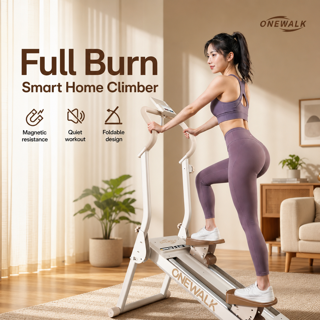 Folding Magnetic Climber Stepper Machine, Quiet Full‑Body Home Cardio Exercise Equipment with LCD Monitor