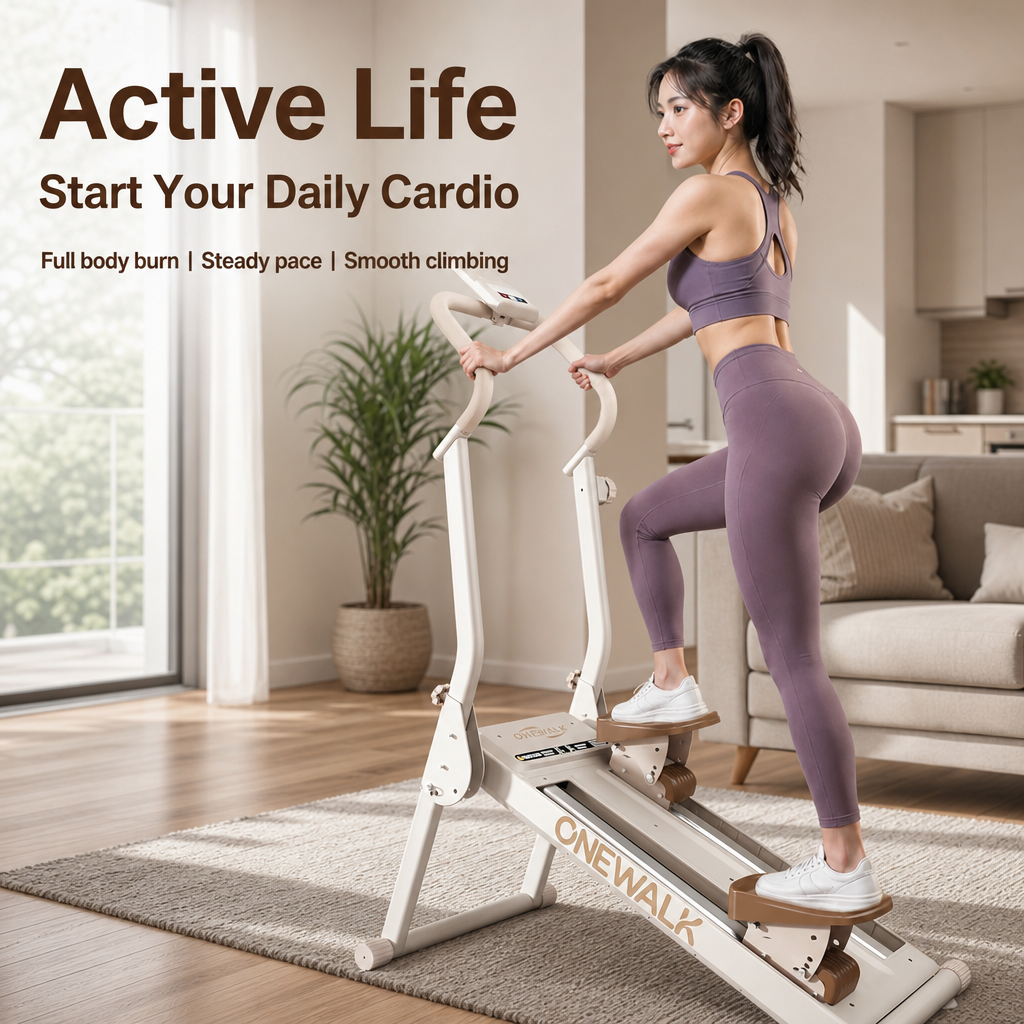 Folding Magnetic Climber Stepper Machine, Quiet Full‑Body Home Cardio Exercise Equipment with LCD Monitor