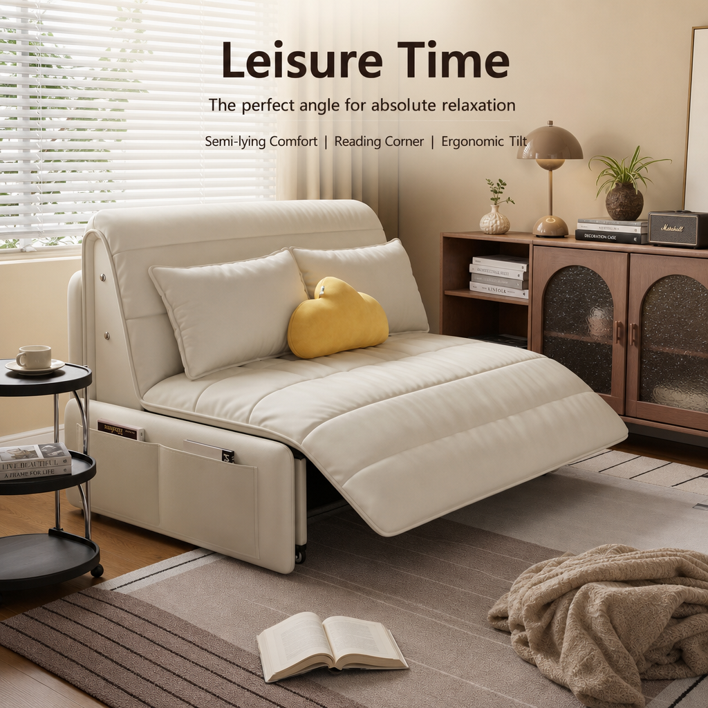 3‑in‑1 Convertible Sofa Bed, Multi‑Mode Folding Sleeper Sofa with Side Storage Pockets & Silent Moving Wheels for Small Space Living Room Guest Room