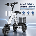 3‑Wheel Folding Electric Scooter, 450W Brushless Motor 30‑50KM Range, Airline Approved Portable E‑Scooter with Storage Basket