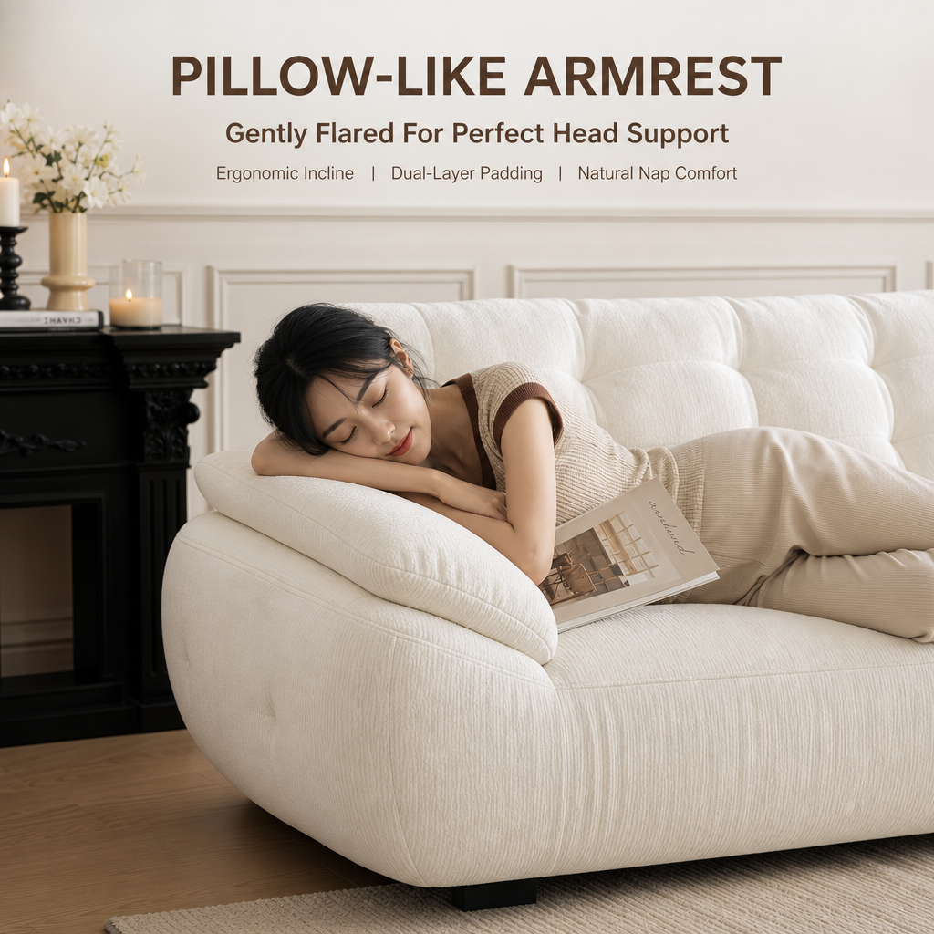 French Oversized Deep Seat Couch, Corduroy Fabric Sofa with Hidden Zipper Washable Cushion