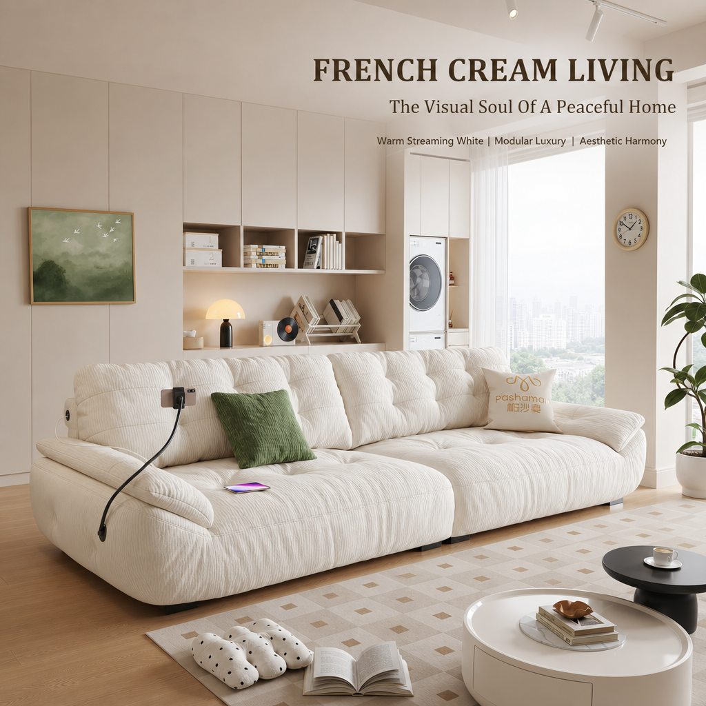 French Oversized Deep Seat Couch, Corduroy Fabric Sofa with Hidden Zipper Washable Cushion