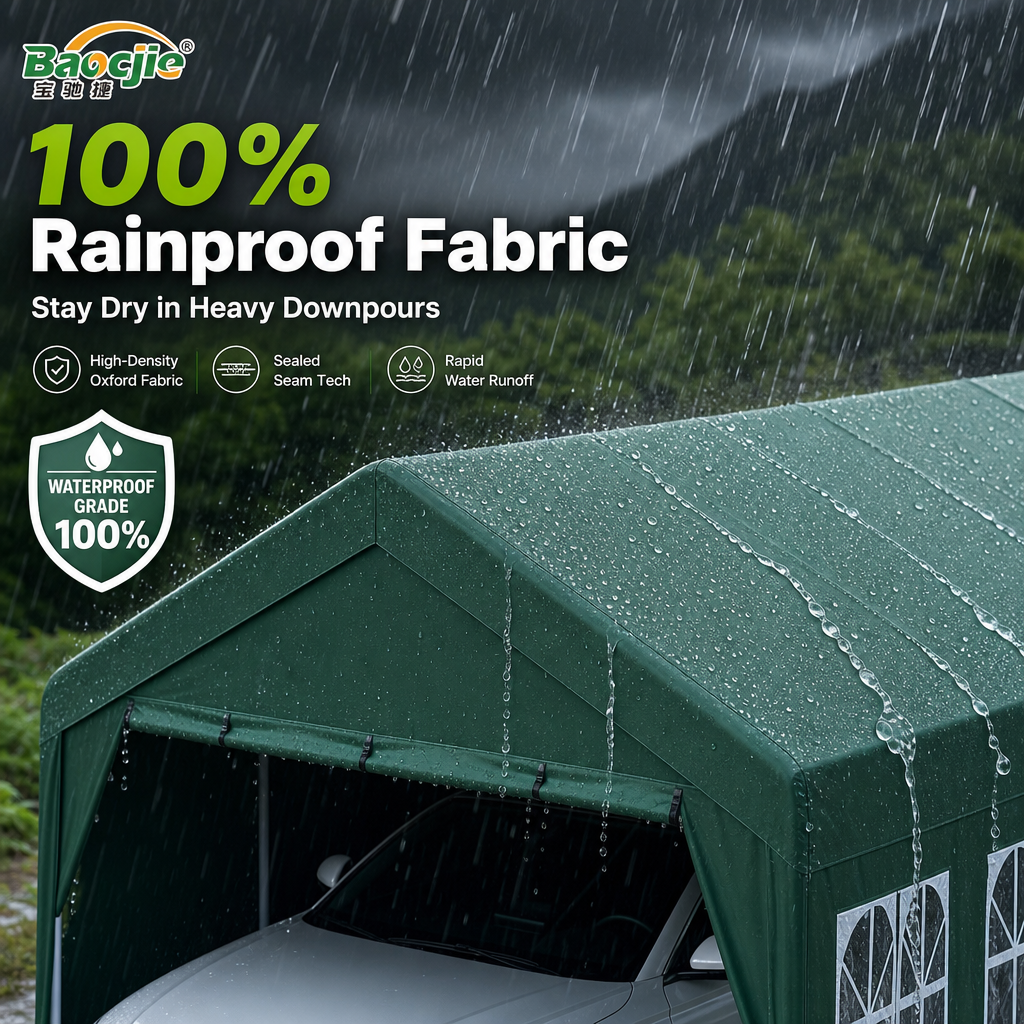 Heavy‑Duty All‑Weather Carport Shelter, 360° Fully Enclosed Portable Garage with Waterproof UV‑Proof Oxford Fabric & Reinforced Steel Frame, Quick DIY Setup with Arched Window for Car Storage