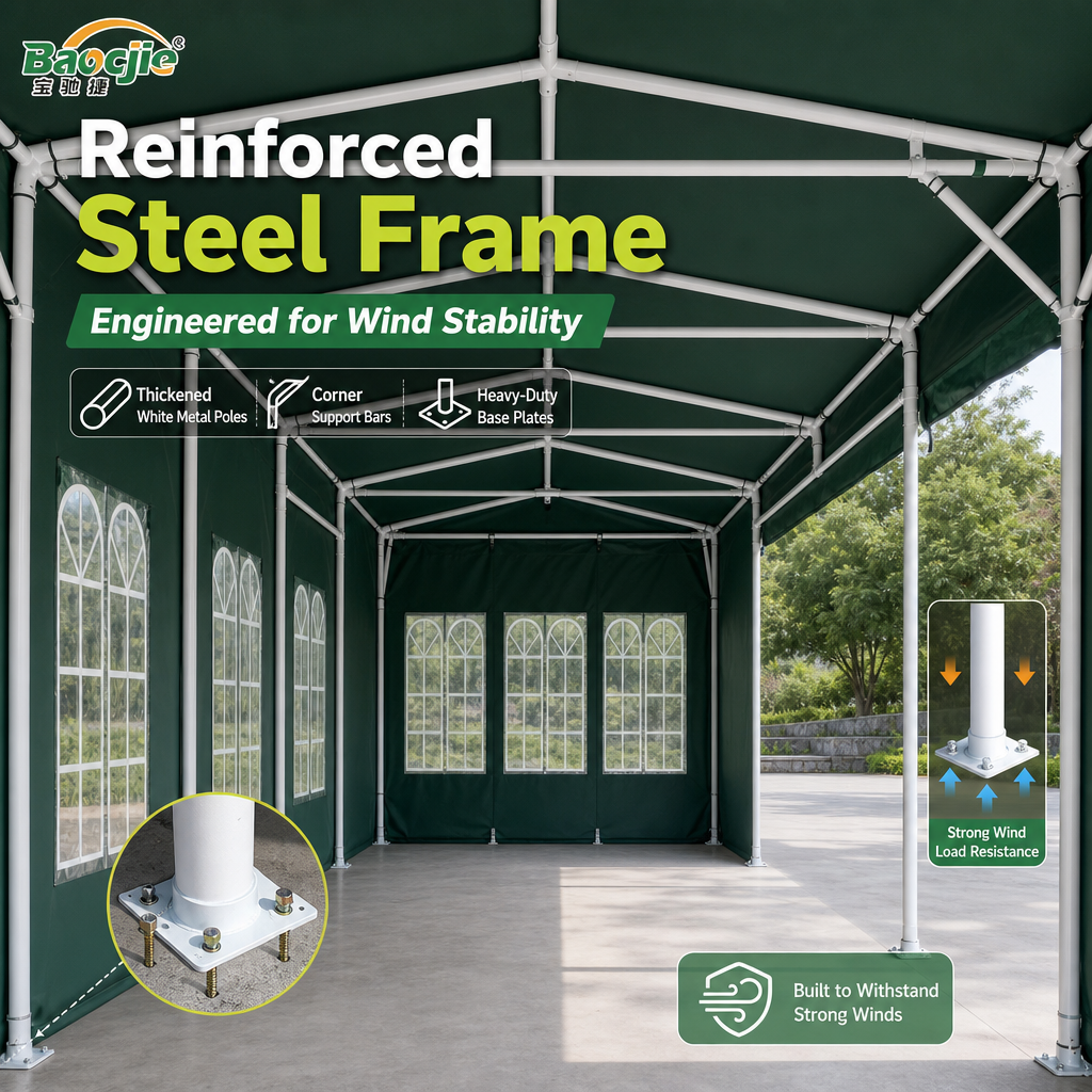 Heavy‑Duty All‑Weather Carport Shelter, 360° Fully Enclosed Portable Garage with Waterproof UV‑Proof Oxford Fabric & Reinforced Steel Frame, Quick DIY Setup with Arched Window for Car Storage
