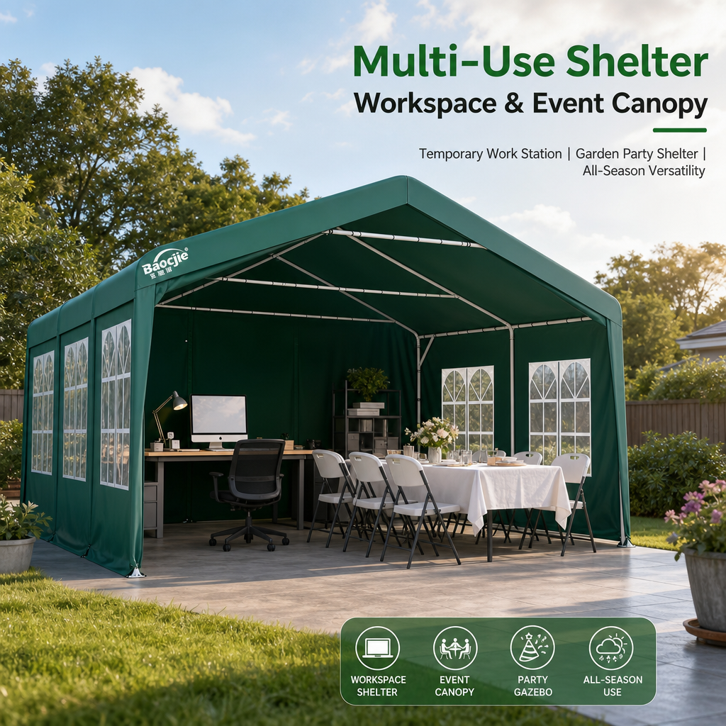Heavy‑Duty All‑Weather Carport Shelter, 360° Fully Enclosed Portable Garage with Waterproof UV‑Proof Oxford Fabric & Reinforced Steel Frame, Quick DIY Setup with Arched Window for Car Storage