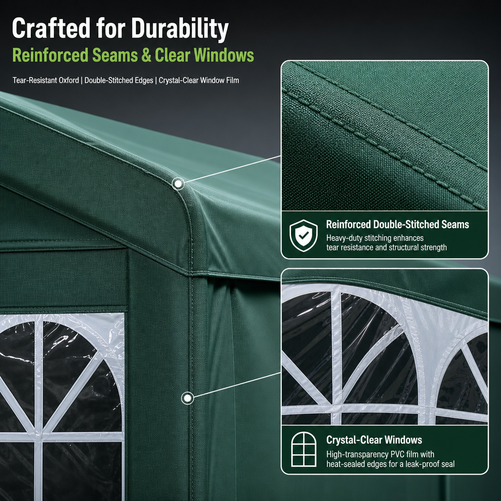 Heavy‑Duty All‑Weather Carport Shelter, 360° Fully Enclosed Portable Garage with Waterproof UV‑Proof Oxford Fabric & Reinforced Steel Frame, Quick DIY Setup with Arched Window for Car Storage