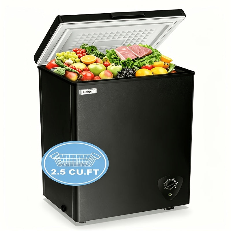 Chest Freezer, 6.5 Cu.Ft Compact Deep Freezer with Removable Basket, 7‑Level Thermostat Quiet Freezer for Home Garage