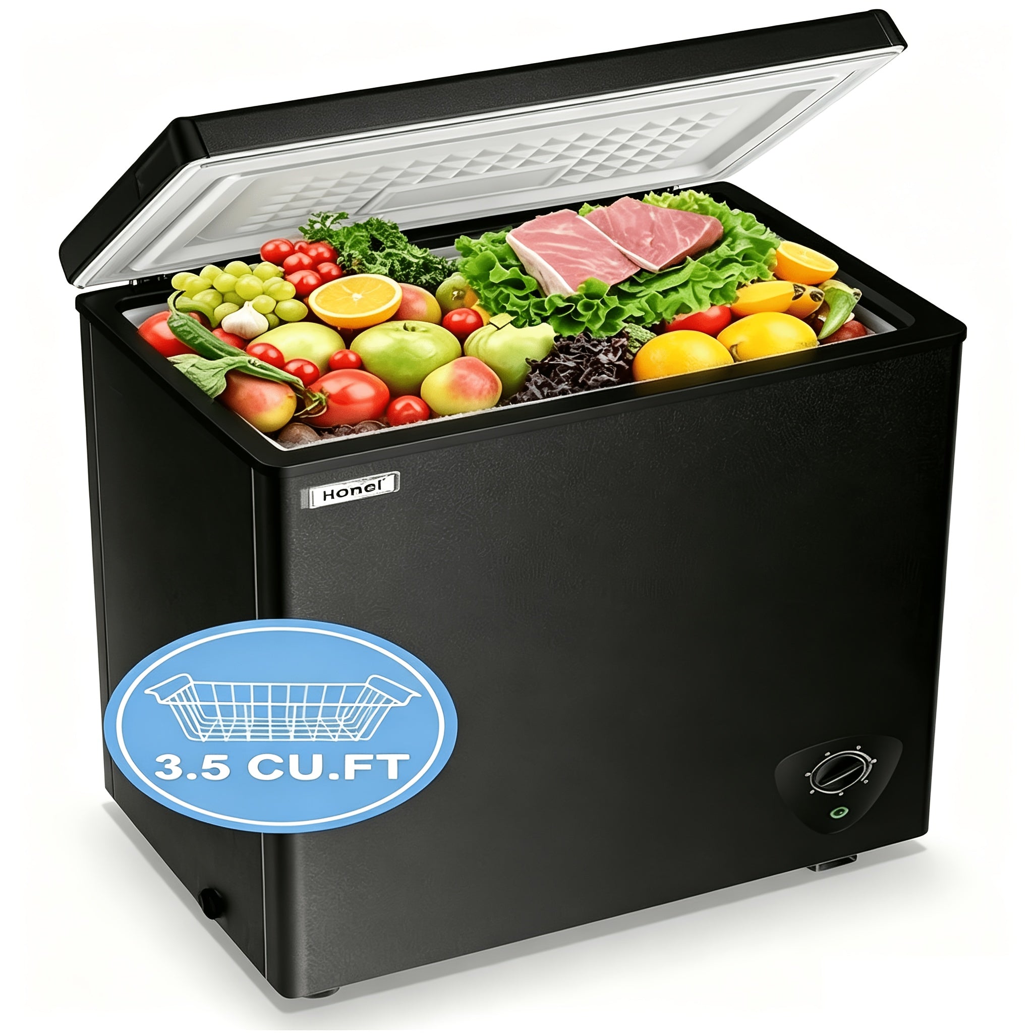 Chest Freezer, 6.5 Cu.Ft Compact Deep Freezer with Removable Basket, 7‑Level Thermostat Quiet Freezer for Home Garage