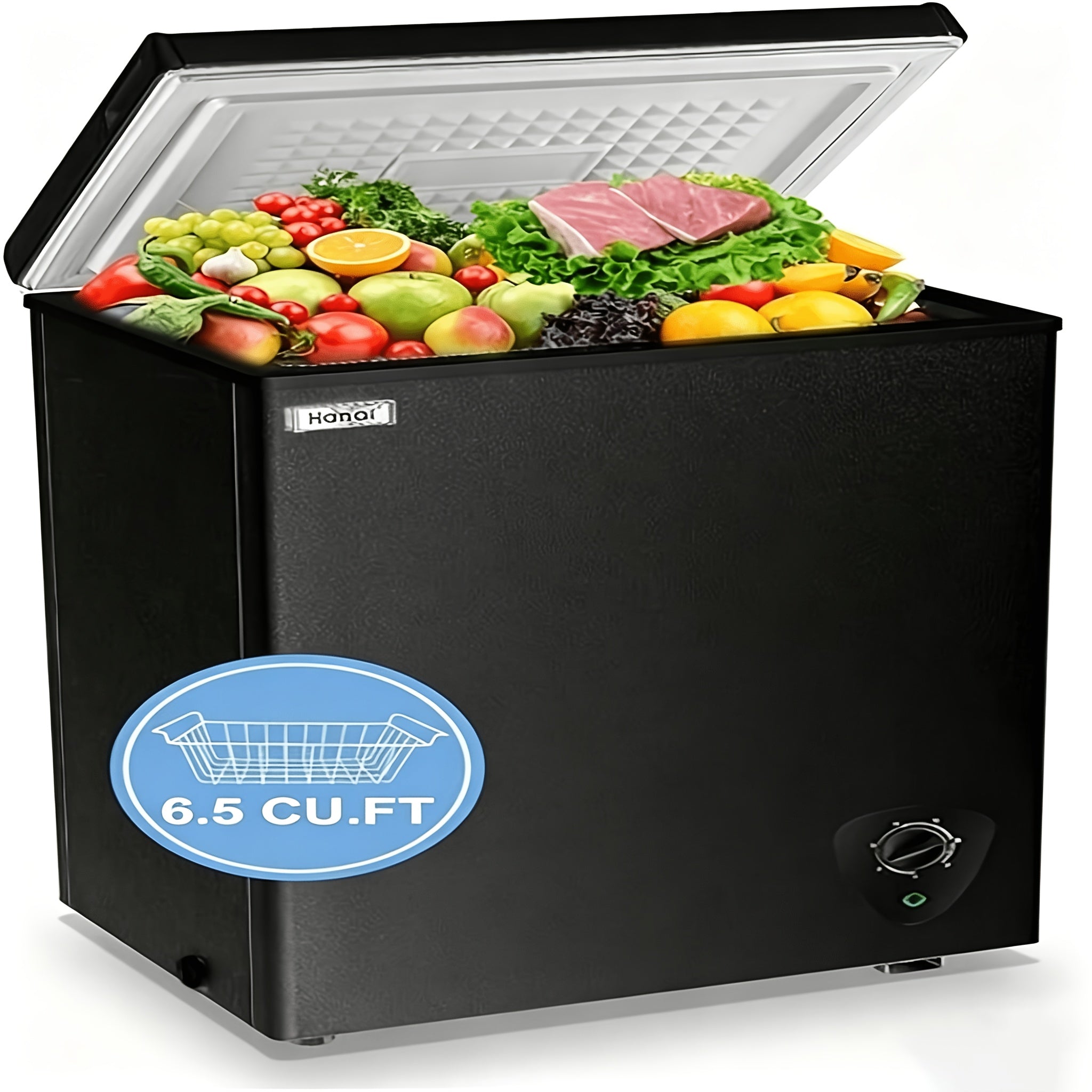 Chest Freezer, 6.5 Cu.Ft Compact Deep Freezer with Removable Basket, 7‑Level Thermostat Quiet Freezer for Home Garage