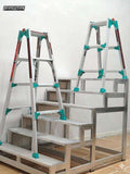 Multi‑Purpose Aluminum Folding Ladder, Heavy‑Duty Transformable A‑Frame Portable Step Ladder for Home & Construction
