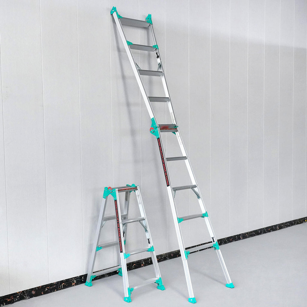 Multi‑Purpose Aluminum Folding Ladder, Heavy‑Duty Transformable A‑Frame Portable Step Ladder for Home & Construction