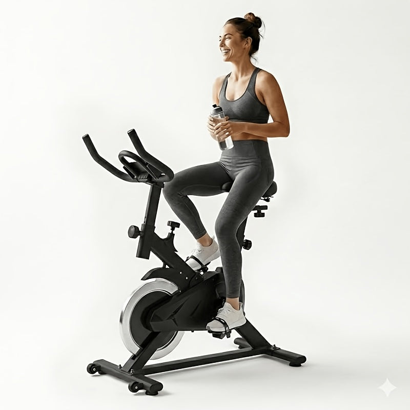 Quiet Belt‑Drive Indoor Stationary Exercise Bike, 280LBS Weight Capacity Adjustable Home Spinning Bike for Home Cardio Workout