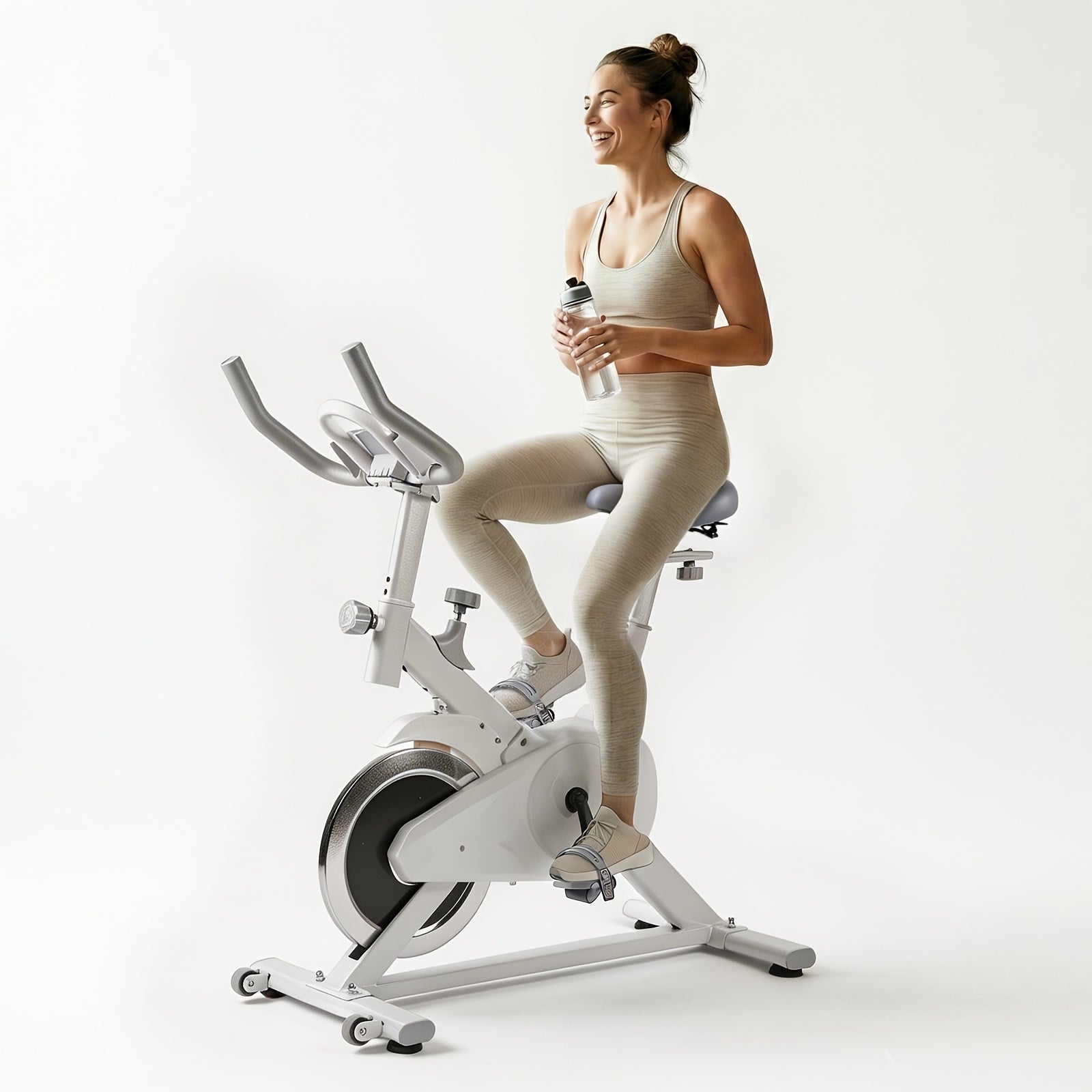 Quiet Belt‑Drive Indoor Stationary Exercise Bike, 280LBS Weight Capacity Adjustable Home Spinning Bike for Home Cardio Workout