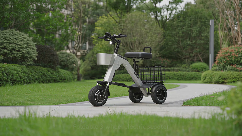 3‑Wheel Folding Electric Scooter, 450W Brushless Motor 30‑50KM Range, Airline Approved Portable E‑Scooter with Storage Basket
